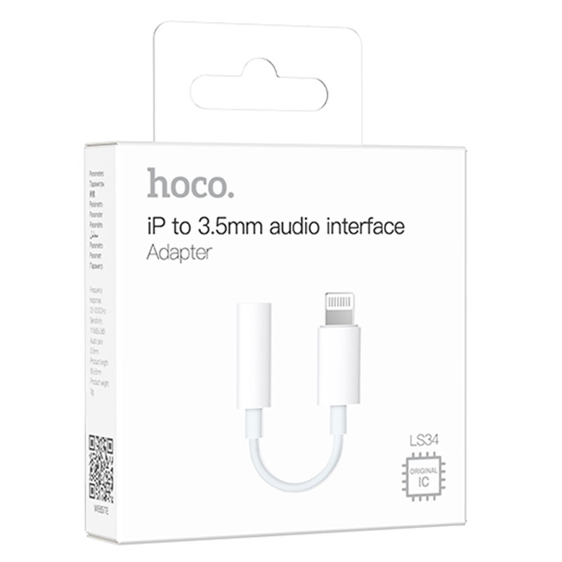 Hoco (LS34) – Cablu Audio, Lightning la Jack 3.5mm (F) – 8cm, White
