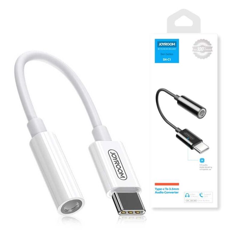Joyroom (SH-C1) – Cablu Audio, USB-C la Jack 3.5mm (F) – 12cm, White