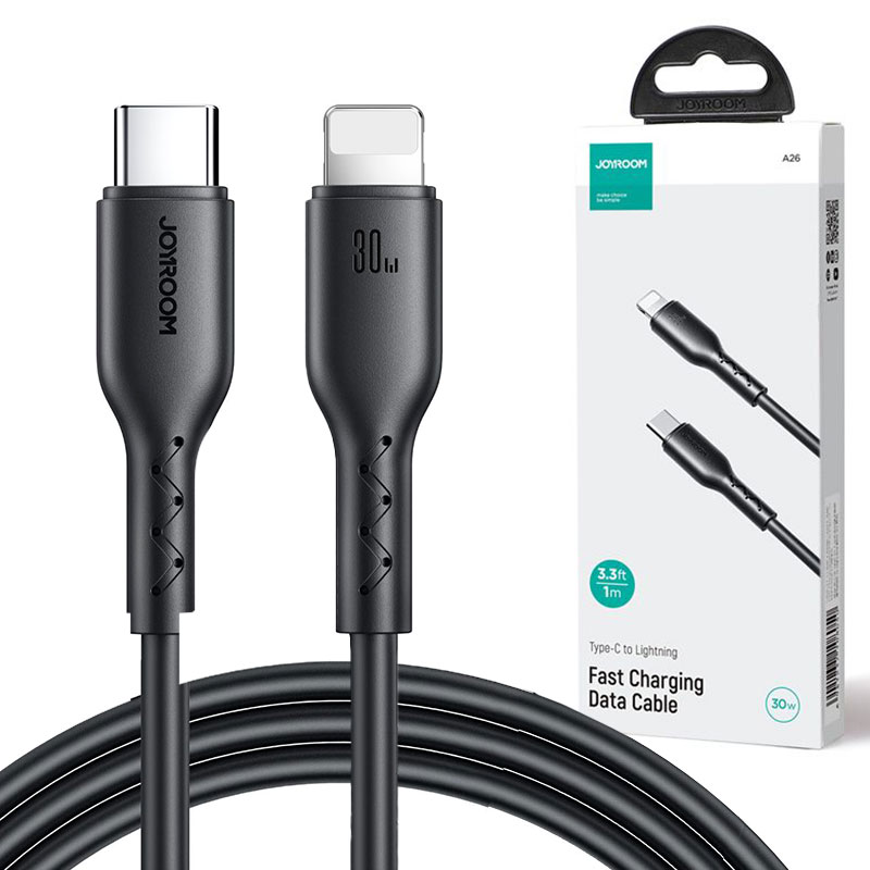 Joyroom (A26-CL3) – Cablu Date si Incarcare, USB-C la Lightning, PD30W, QC3.0, 1m, Black