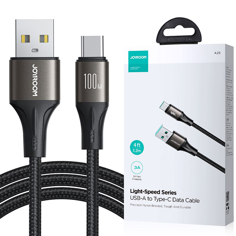 Joyroom (S-A25) » Cablu Date si Incarcare, USB la USB-C, 100W, Fast, 1.2m, BLACK