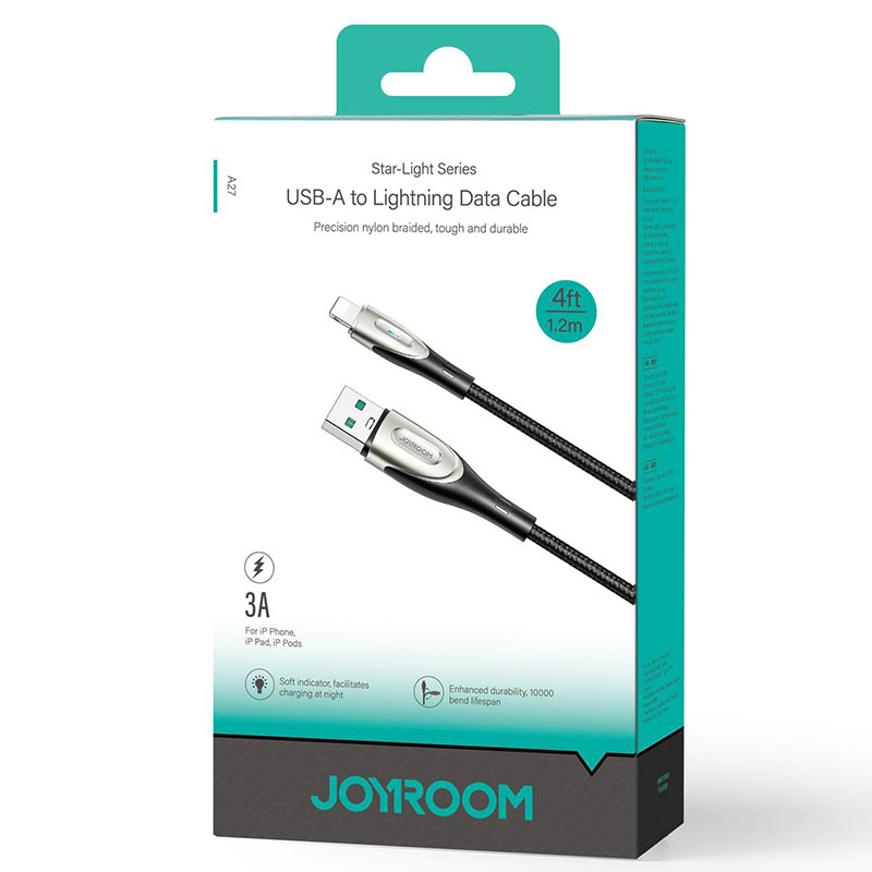 Joyroom (SA27-AL3) » Cablu Date si Incarcare, USB la Lightning, 3A, Braided, 1.2m, BLACK