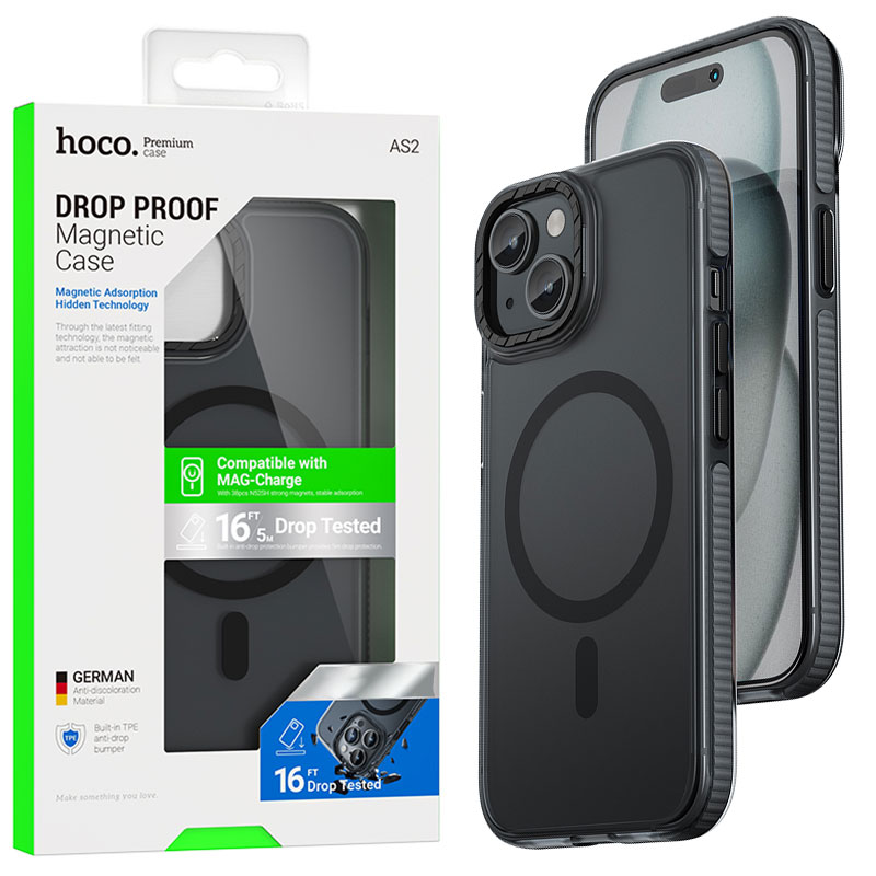 Husa Hoco (AS2) » iPhone 15 – MagSafe, GripEdge, Matte, Black