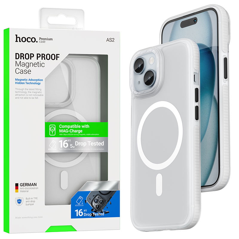 Husa Hoco (AS2) » iPhone 15 – MagSafe, GripEdge, Matte, White