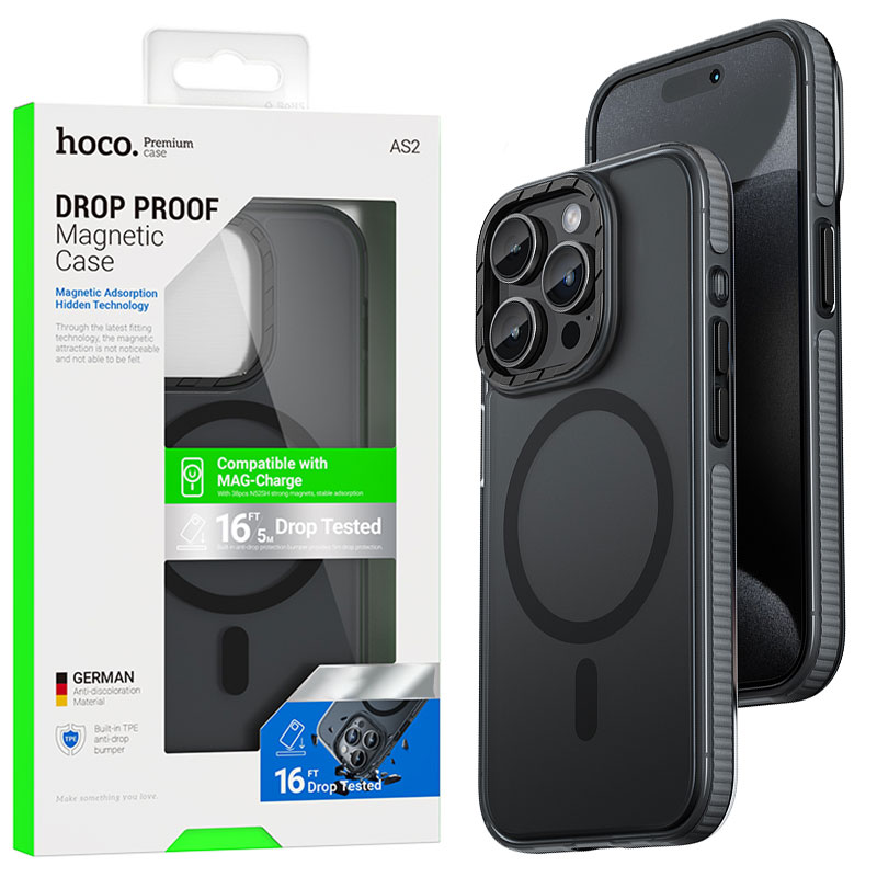 Husa Hoco (AS2) » iPhone 15 Pro – MagSafe, GripEdge, Matte, Black