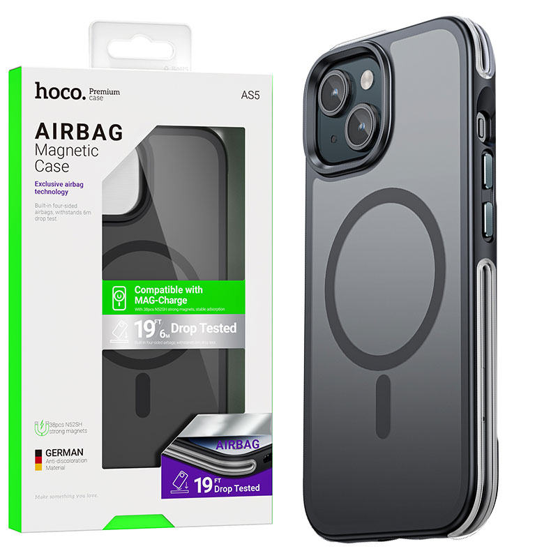 Husa Hoco (AS5) » iPhone 15 Plus – MagSafe, GripEdge, Frosted, Black