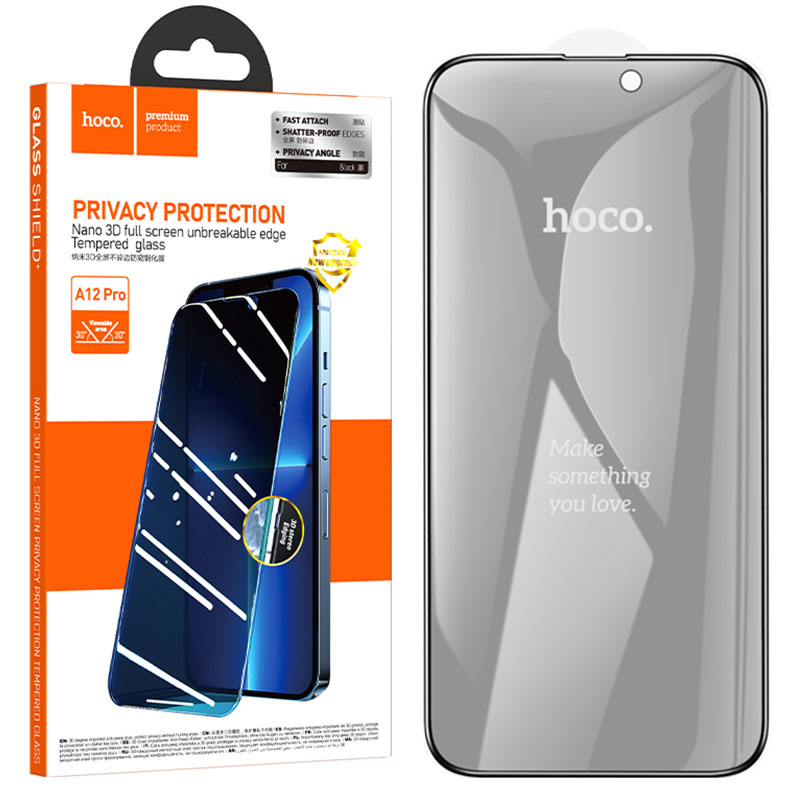 Hoco (A12+) » Folie Privacy » iPhone 15 Plus – DustProof, Full HD