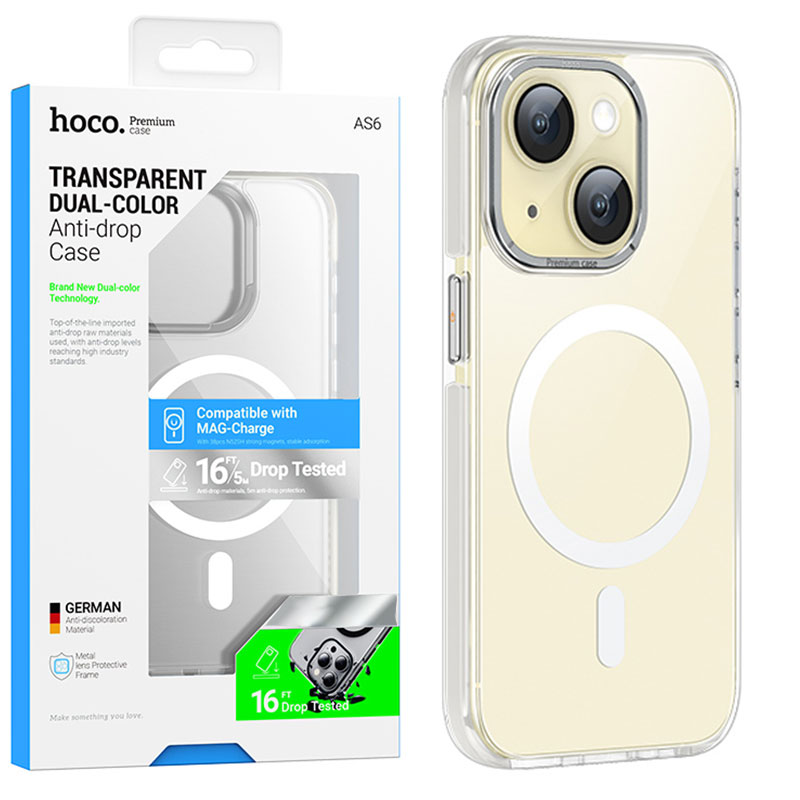 Husa Hoco (AS6) » iPhone 15 Pro – MagSafe, GripEdge, Clear / Grey