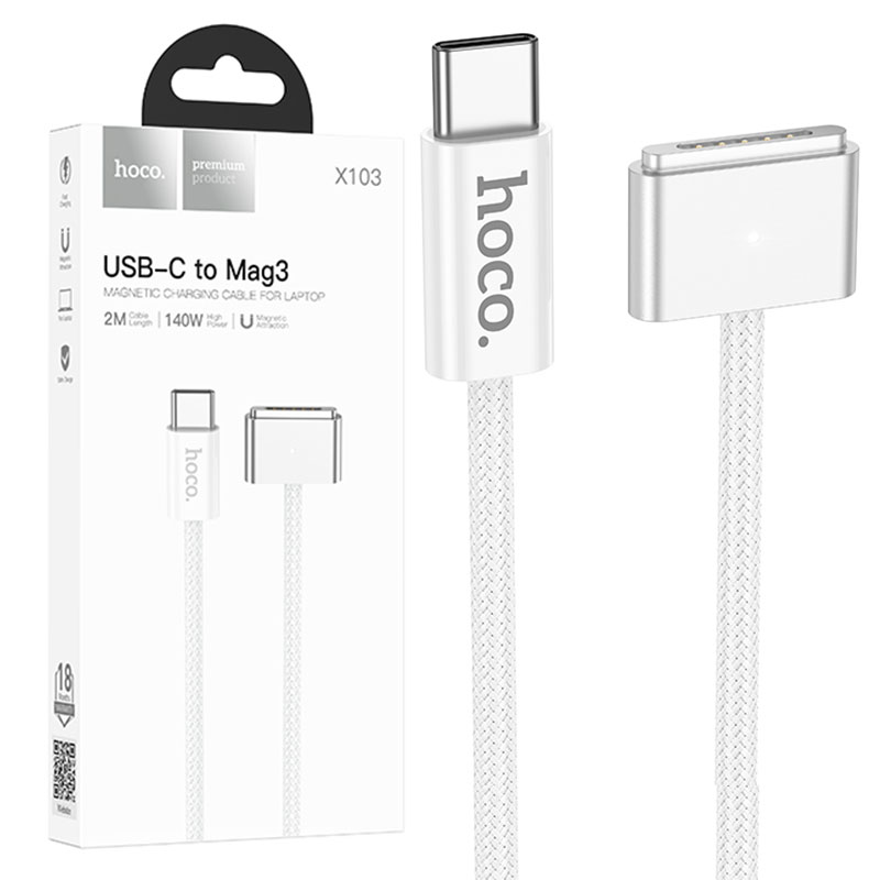 Hoco (X103) – Cablu Incarcare Magnetic USB-C la Mag3, 140W, 2M, White
