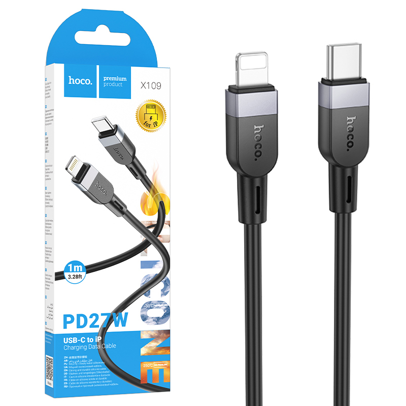 Hoco (X109) » Cablu Date si Incarcare, USB-C, PD27W, QC3.0, 1m, BLACK