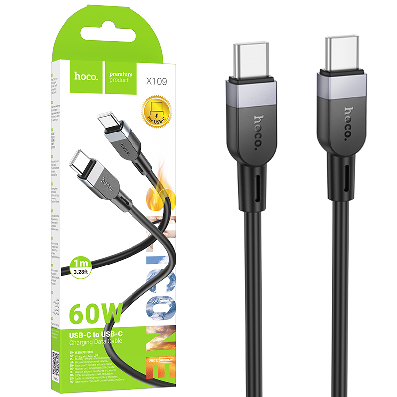 Hoco (X109) » Cablu Date si Incarcare, USB-C, PD60W, QC3.0, 3A, 1m, BLACK
