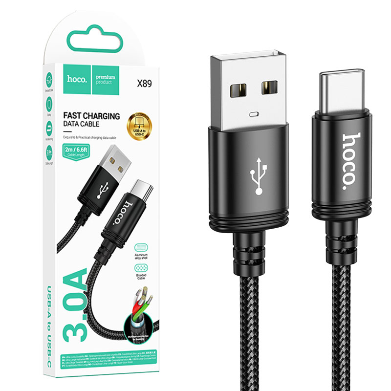 Hoco (X89) » Cablu Date si Incarcare, USB la USB-C, 2.4A, 2m, BLACK