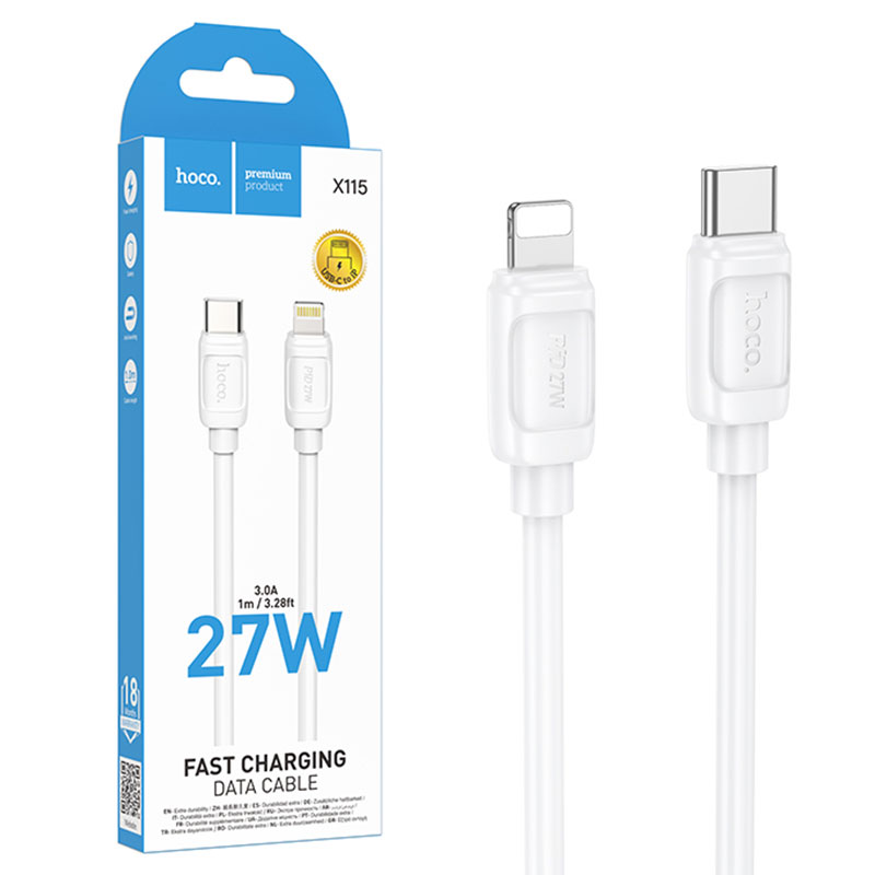 Hoco (X115) » Cablu Date si Incarcare, USB-C la Lightning, PD27W, QC3.0, 1m, WHITE