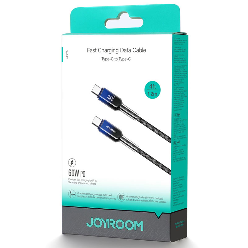 Joyroom (A42) » Cablu Date si Incarcare, USB-C, PD60W, QC3.0, Fast, 1.2m, BLACK