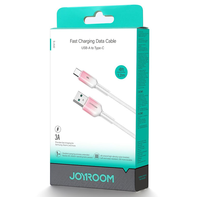 Joyroom (S-A42) » Cablu Date si Incarcare, USB la USB-C, 3A, Fast, 1.2m, WHITE