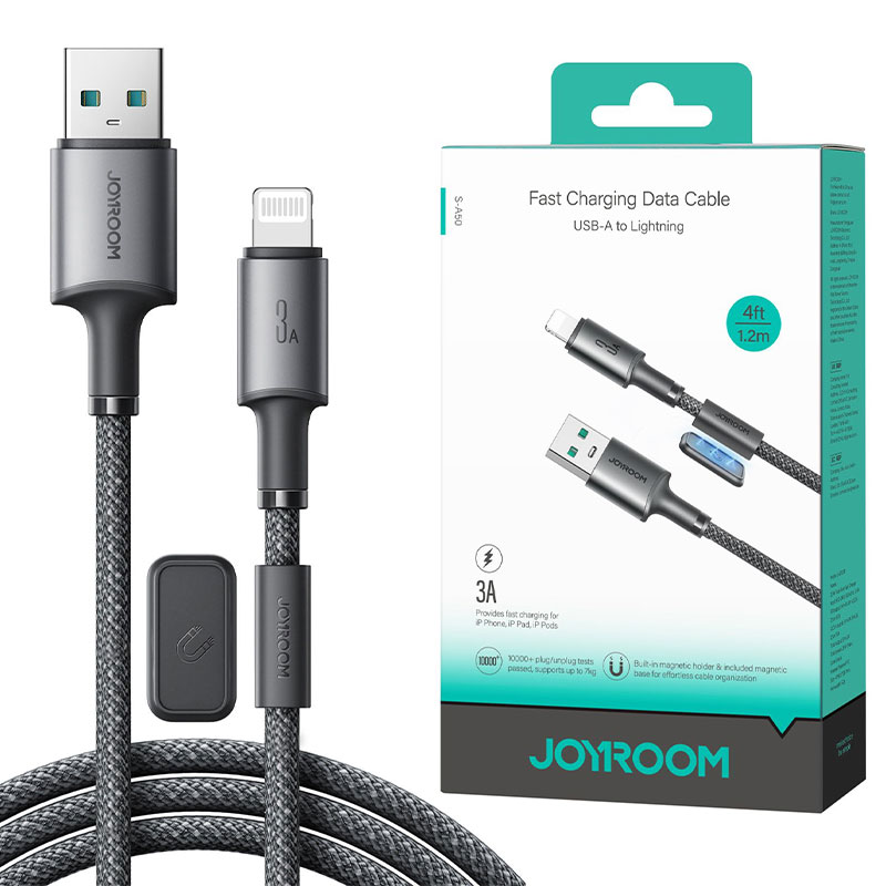 Joyroom (S-A50) » Cablu Date si Incarcare, USB la Lightning, 3A, Fast, 1.2m, GRAY/Dark