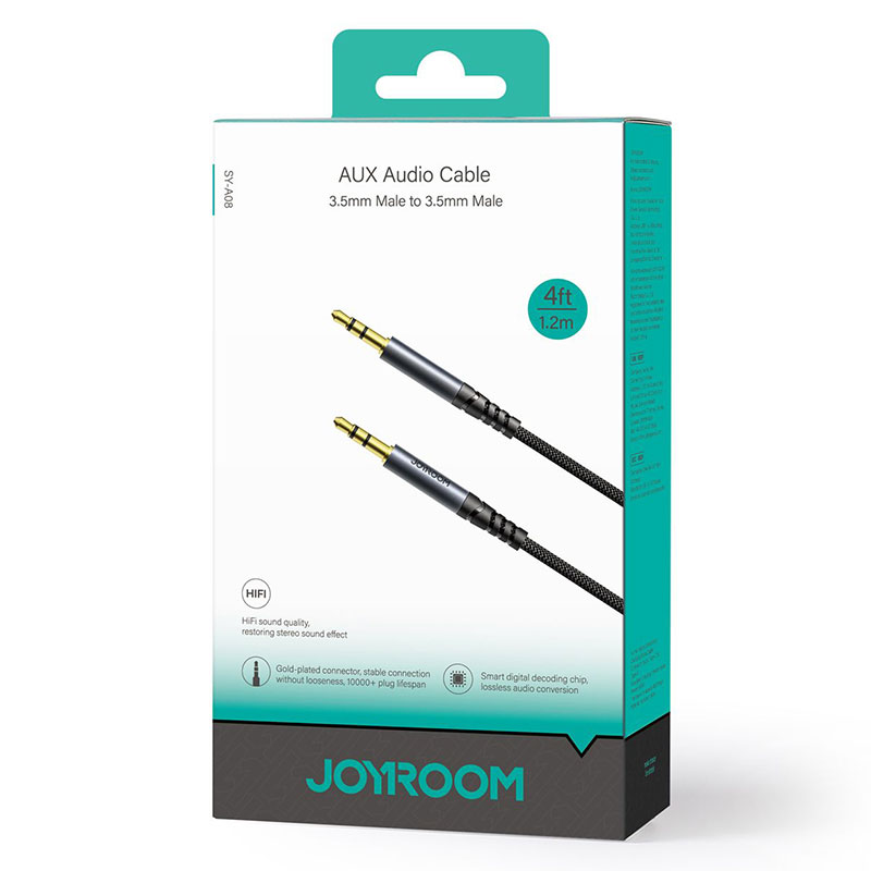 Joyroom (SY-A08) – Cablu Audio, Jack 3.5mm (M) – la Jack 3.5mm (M) – 1.2m, Black