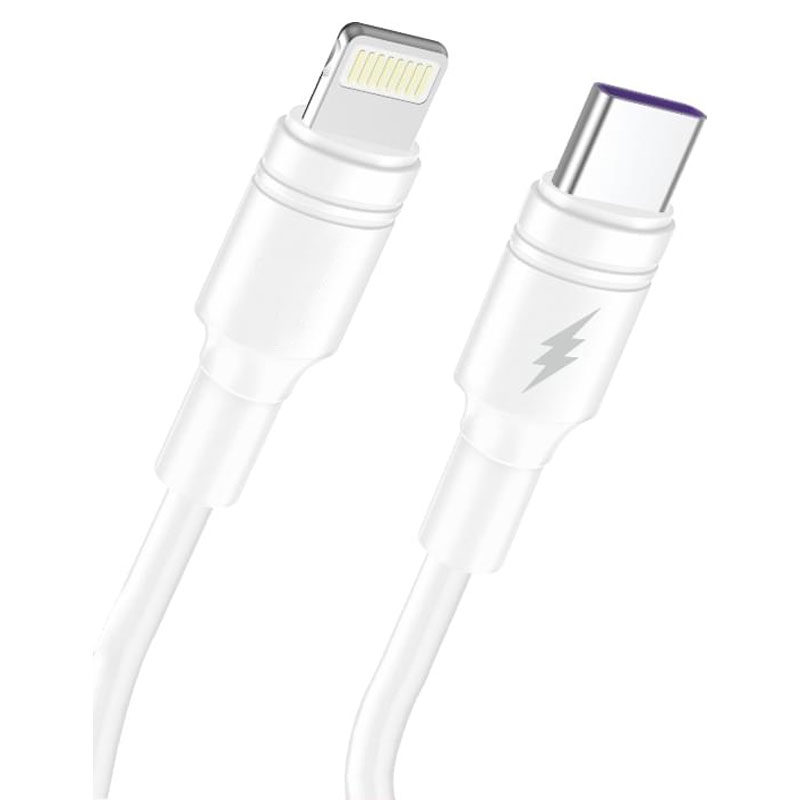Maxcell (SJX-211) – Cablu Date si Incarcare, USB-C la Lightning, 5A, 1m, White
