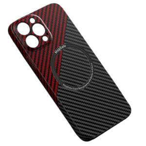 Husa iPefet Carbon, iPhone 11 Pro, Kevlar Pattern, cu MagSafe, Black/Red