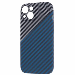 Husa iPefet Carbon, iPhone 14 Plus, Kevlar Pattern | Blue / Grey