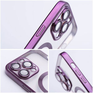Husa Plating - iPhone 14 Plus - silicon cu MagSafe, Slim, Clear, Purple