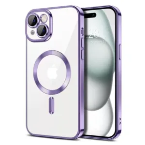 Husa Plating - iPhone 12 Pro Max - silicon cu MagSafe, Slim, Clear, Purple