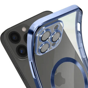 Husa Plating - iPhone 15 Pro - silicon cu MagSafe, Slim, Clear | Blue