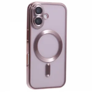 Husa Plating - iPhone 15 Pro, cu MagSafe, ElectroEdge | PINK Rose, Clear