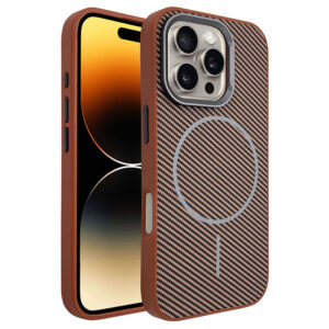 Husa MagFiber » iPhone 16 Plus, Carbon MagCase, AntiShock, Brown
