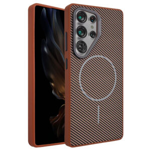 Husa MagFiber » Samsung S25 Plus, Carbon MagCase, AntiShock, Brown