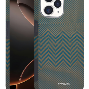 Husa Aramid PTK » iPhone 16 Pro Max, Kevlar Fiber, cu MagSafe, Twill GOLD