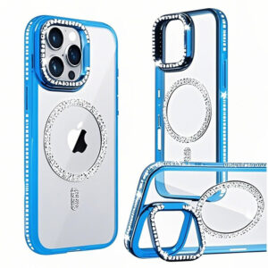 Husa Crystal Plated » iPhone 15 Pro Max, MagCase, CamStand, Blue