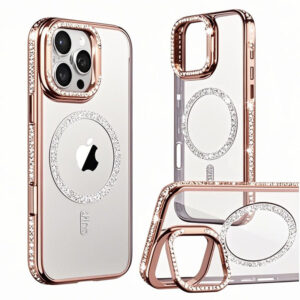 Husa Crystal Plated » iPhone 16, MagCase, CamStand, Rose