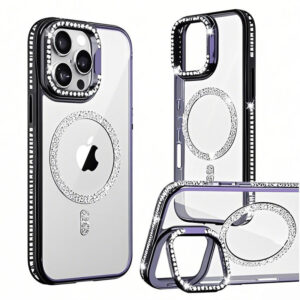 Husa Crystal Plated » iPhone 16 Pro Max, MagCase, CamStand, Black