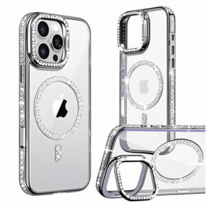 Husa Crystal Plated » Samsung S25 Plus (S936), MagCase, CamStand, Silver