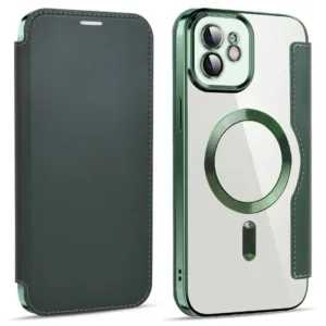 Husa MagFlip » iPhone 11, Magnet, RFID protect, Leather, Chrome Edge, Green