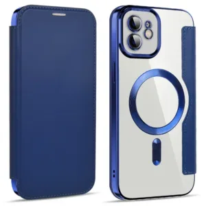 Husa MagFlip » iPhone 11, Magnet, RFID protect, Leather, Chrome Edge, Navy BLUE