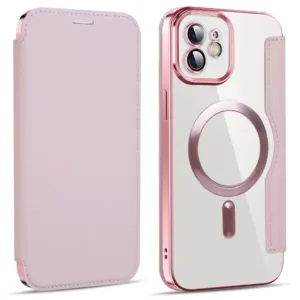Husa MagFlip » iPhone 11, Magnet, RFID protect, Leather, Chrome Edge, Pink