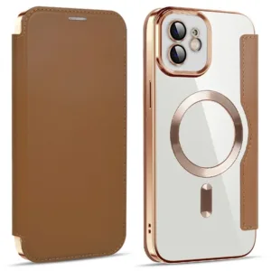Husa MagFlip » iPhone 11, Magnet, RFID protect, Leather, Chrome Edge, Gold