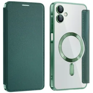 Husa MagFlip » Samsung A06 (A065), Magnet, RFID protect, Leather, Chrome Edge, Green