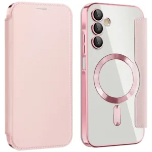 Husa MagFlip » Samsung A15 (A155), Magnet, RFID protect, Leather, Chrome Edge, Pink