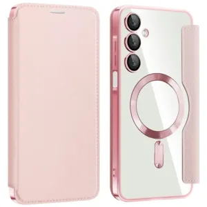 Husa MagFlip » Samsung A16 (A166), Magnet, RFID protect, Leather, Chrome Edge, Pink
