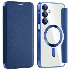 Husa MagFlip » Samsung A25 (A256), Magnet, RFID protect, Leather, Chrome Edge, Navy BLUE