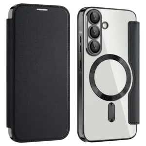 Husa MagFlip » Samsung A36 (A366), Magnet, RFID protect, Leather, Chrome Edge, Black