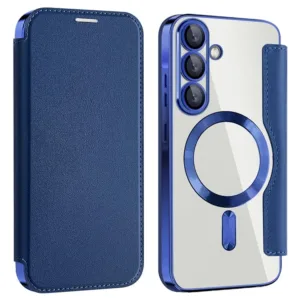 Husa MagFlip » Samsung A36 (A366), Magnet, RFID protect, Leather, Chrome Edge, Navy BLUE