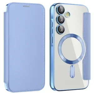 Husa MagFlip » Samsung A55 (A556), Magnet, RFID protect, Leather, Chrome Edge, Sky BLUE