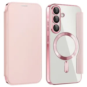 Husa MagFlip » Samsung A56 (A566), Magnet, RFID protect, Leather, Chrome Edge, Pink