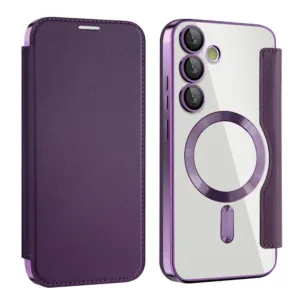Husa MagFlip » Samsung S24 FE (S721), Magnet, RFID protect, Leather, Chrome Edge, Purple