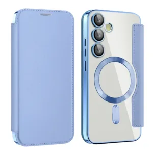 Husa MagFlip » Samsung S24 FE (S721), Magnet, RFID protect, Leather, Chrome Edge, Sky BLUE