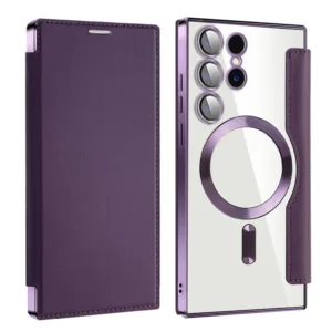 Husa MagFlip » Samsung S24 Ultra (S928), Magnet, RFID protect, Leather, Chrome Edge, Purple