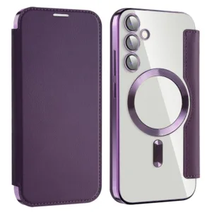 Husa MagFlip » Samsung S23 FE (S711), Magnet, RFID protect, Leather, Chrome Edge, Purple